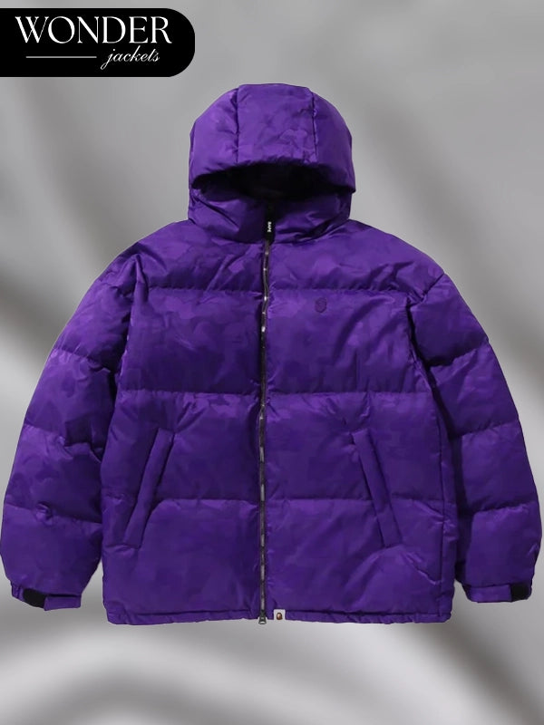 Bape Solid Camo Jacquard Down Jacket Purple 