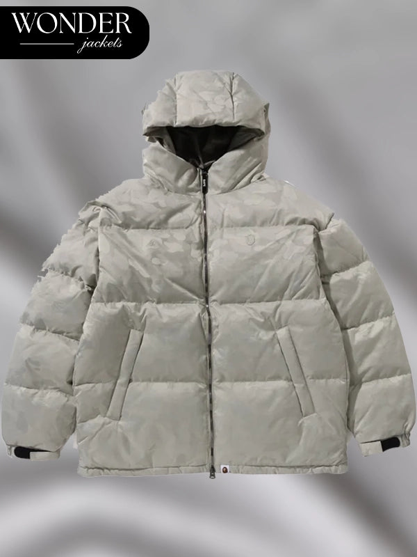 Bape Solid Camo Puffer Jacket Beige 