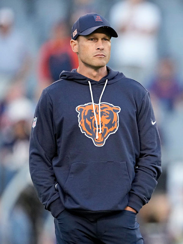 Ben Johnson Chicago Bears Sideline Hoodie Blue
