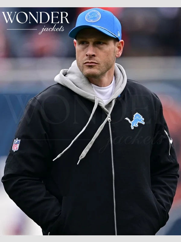 Ben Johnson Detroit Lions Black Bomber Jacket