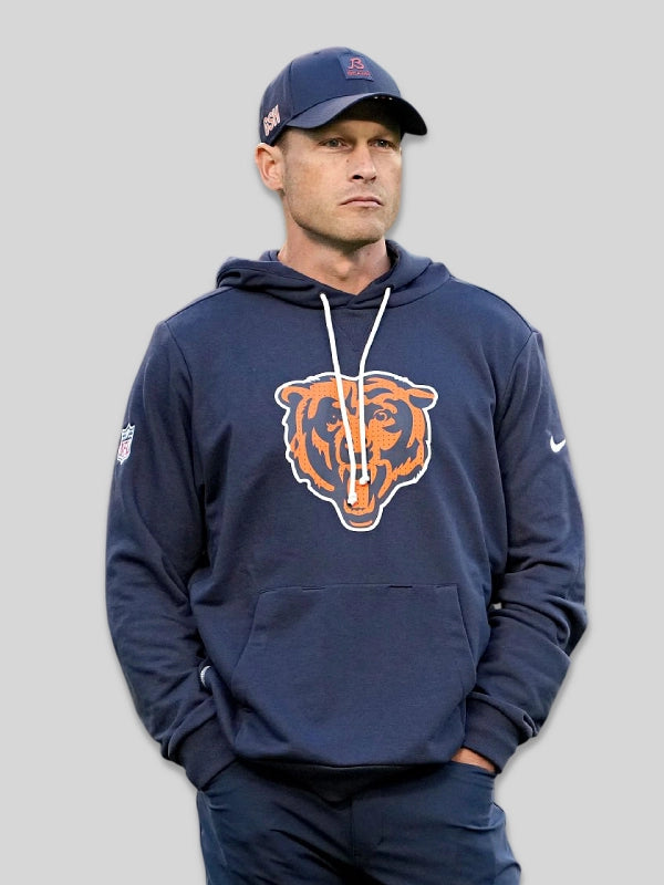 Ben Johnson Chicago Bears 2025 Sideline Hoodie Blue