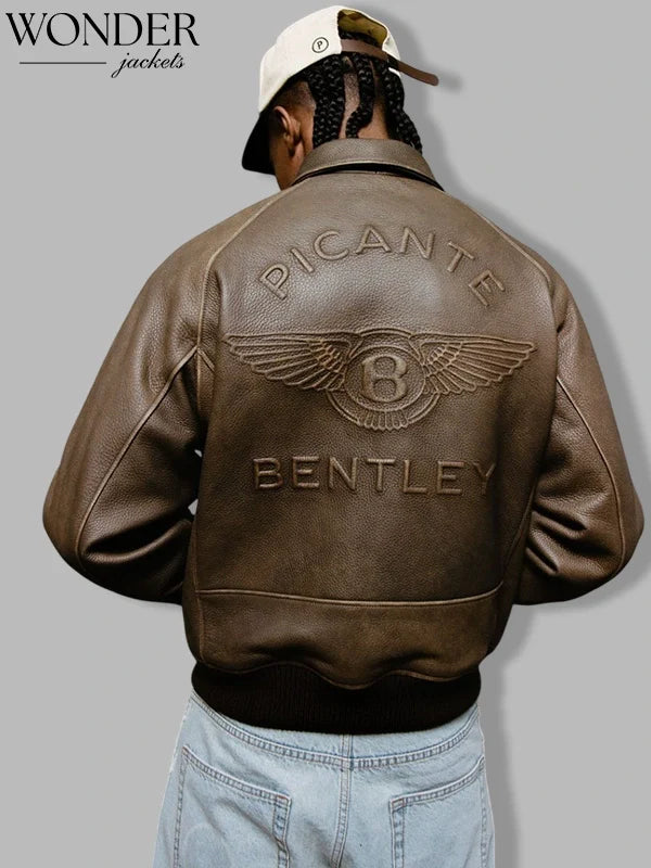 Bentley x Picante Leather Brown Jacket