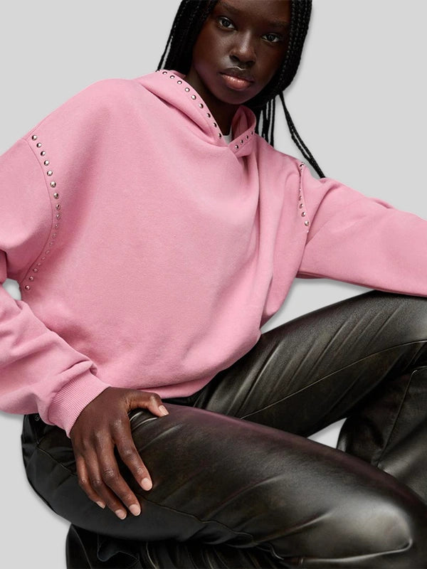 Bershka Studded Pink Hoodie