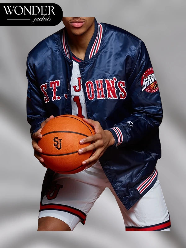 Big East St Johns Basketball Satin Starter Jacket