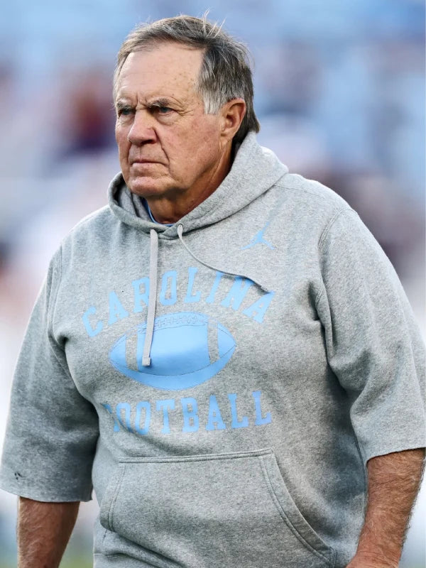 Bill Belichick North Carolina Cutoff Hoodie Grey