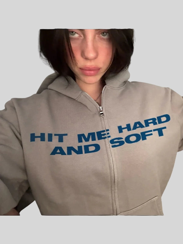 Billie Eilish HIT ME HARD AND SOFT Grey Zipper Hoodie