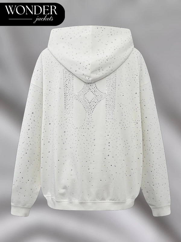Birth of Royal Child 20K Swarovski Diamond Hoodie White