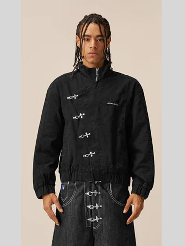 Black Aelfric Eden Metal Button Boxy Jacket