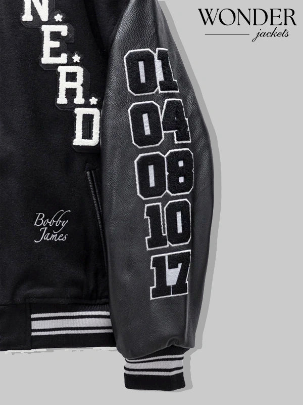 Black Nerd Varsity Letterman Jacket Pleasures