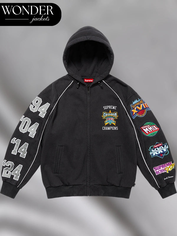 Black Playoffs Zip Up Hooded Sweatshirt