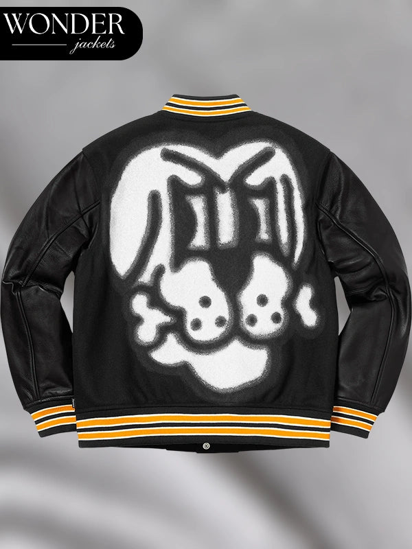 Black Supreme Bone Varsity Jacket