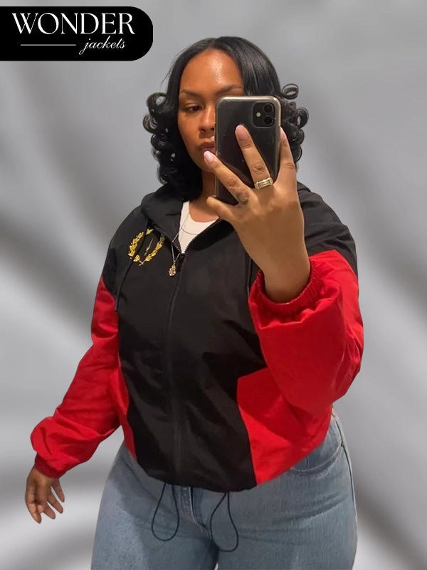Black American Heritage Flag Windbreaker Jacket Womens