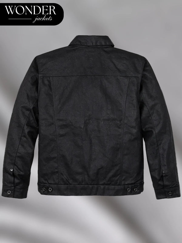 Black Filson Tin Cloth Short Lined Cruiser Jacket