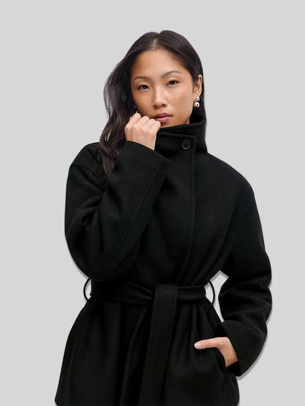 Black Gina Tricot High Neck Short Jacket