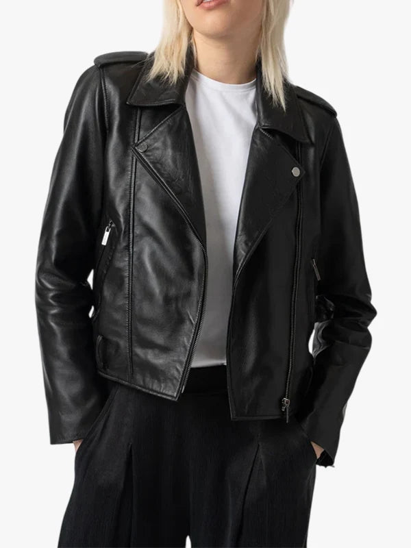 Black Leather Saint and Sofia Luther Jacket 