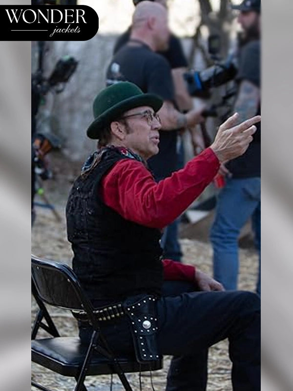 Black Leather Vest Worn by Nicolas Cage in Gunslingers