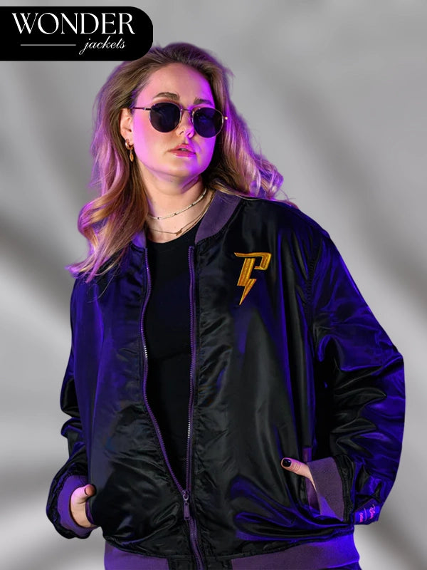Black Powerline Bomber Jacket