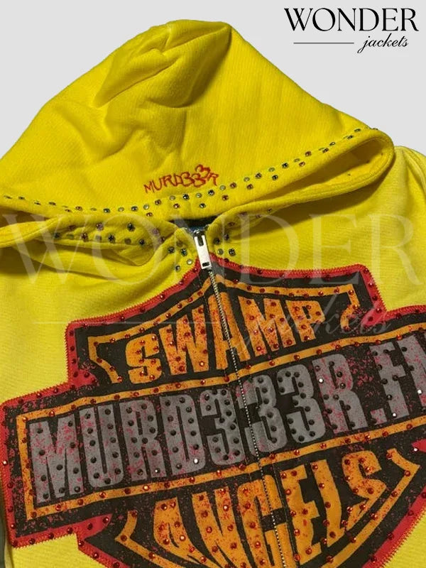 Bloody Osiris Murd333r Rhinestone Yellow Hoodie