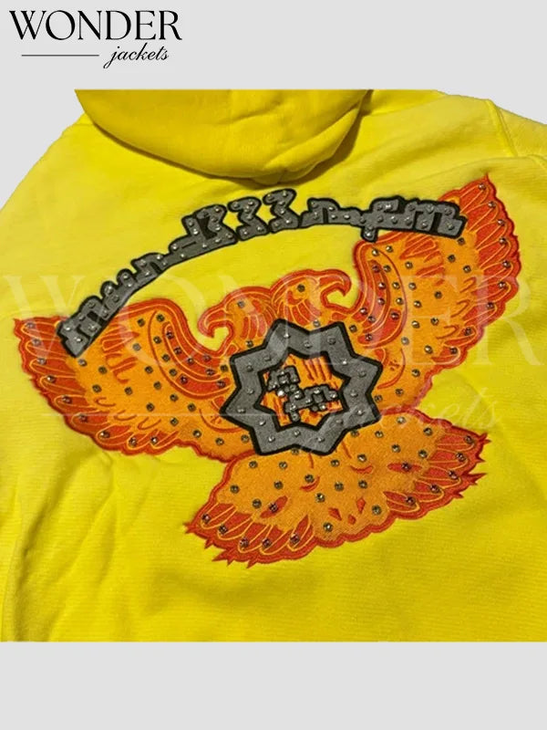 Bloody Osiris Murd333r.fm Rhinestone Hoodie Yellow