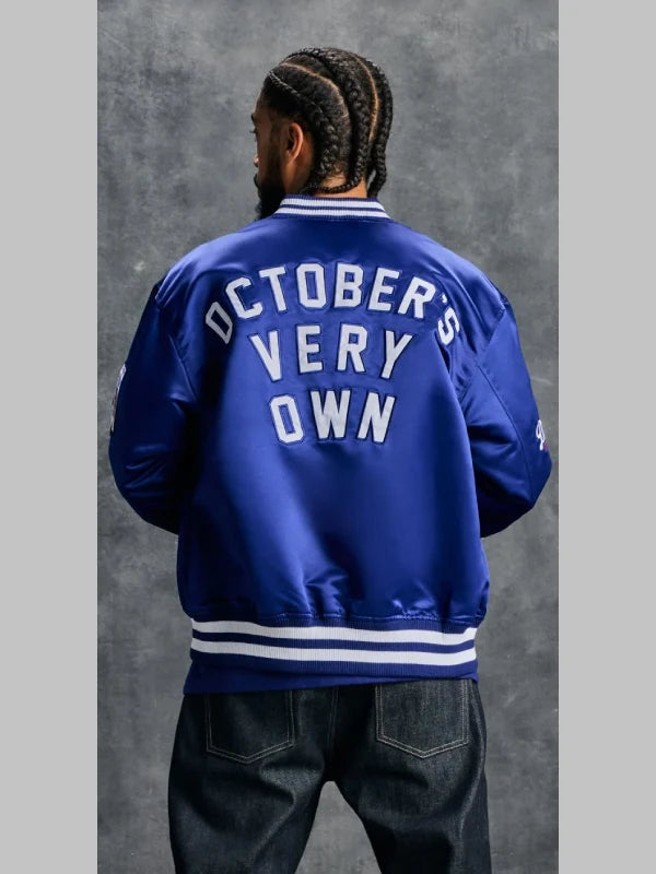 Blue OVO x New Era x MLB Dodgers Varsity Jacket