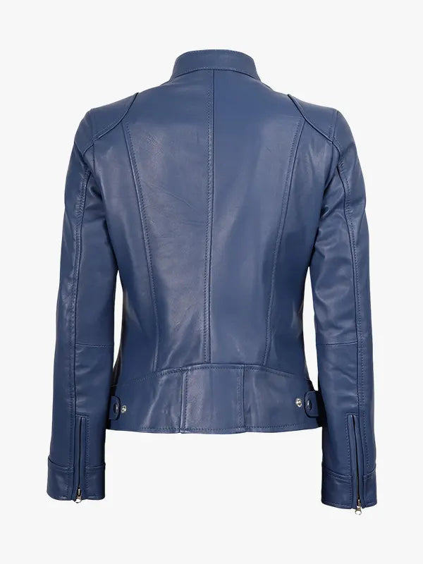 Blue Biker Jacket Women 