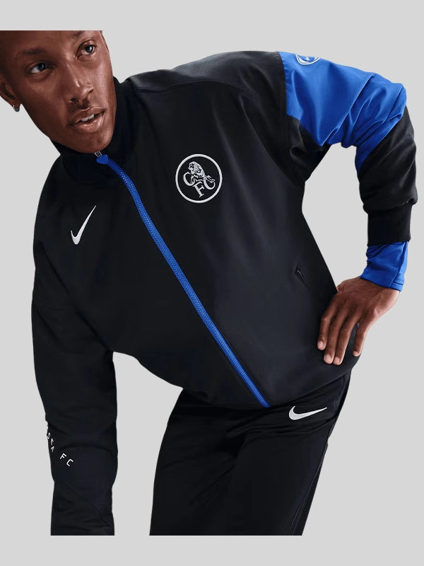 Blue and Black Nike Chelsea FC Third Anthem Jacket