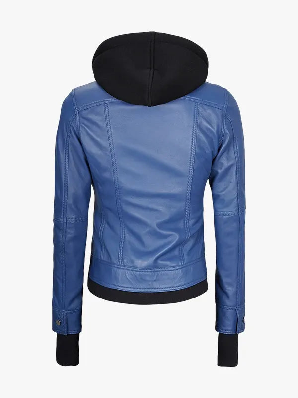 Bomber Blue Jacket With Removable Hood