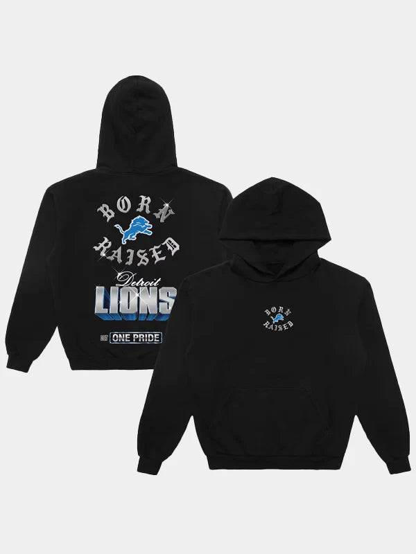 Born x Raised Black Detroit Lions Chrome Rocker Hoodie