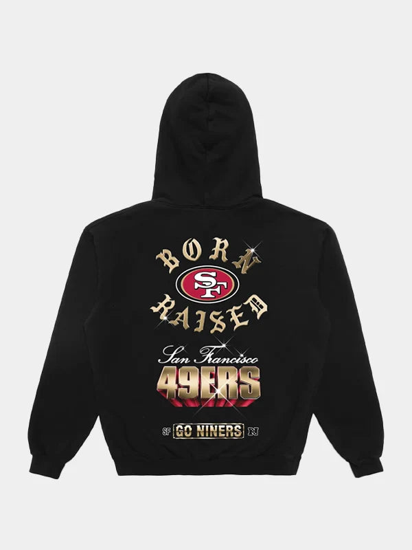 Born x Raised Black San Francisco 49ers Chrome Rocker Hoodie