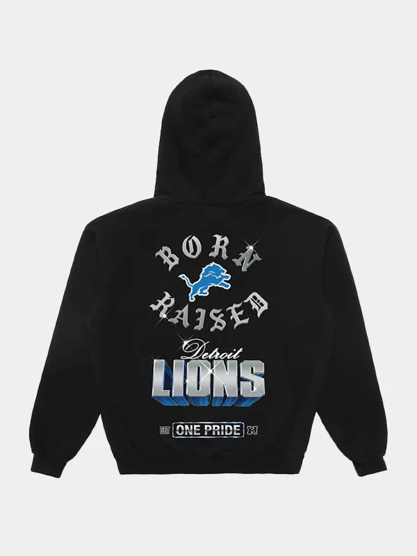 Born x Raised Detroit Lions Chrome Rocker Black Hoodie