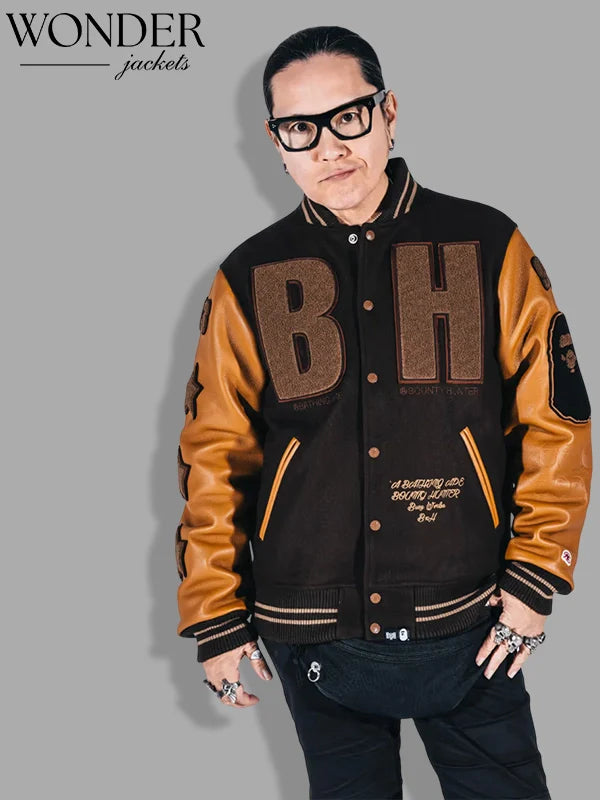 Bounty Hunter x BAPE Varsity Jacket Brown