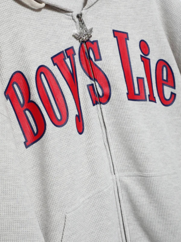 Boys Lie All Star Thermal Harley Zip Up Hoodie Grey