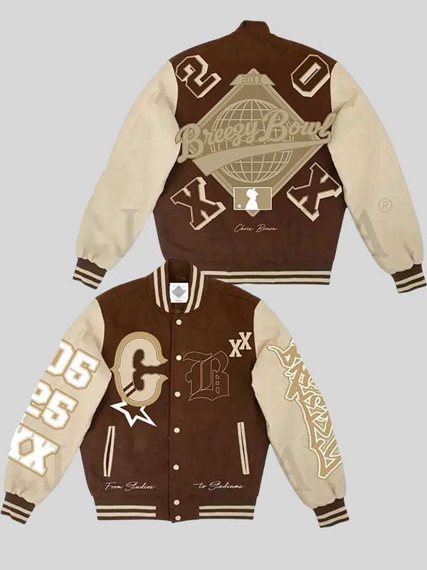 Breezy Bowl XX Letterman Varsity Brown Jacket