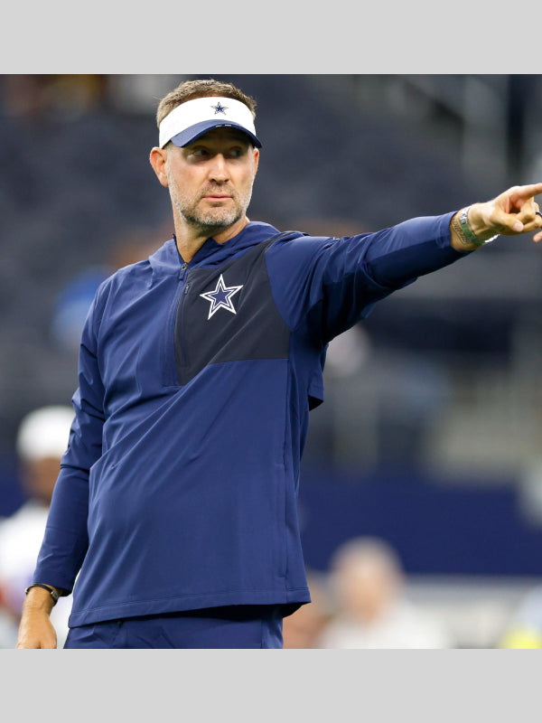 Brian Schottenheimer Cowboys Half Zip Hoodie Jacket Blue