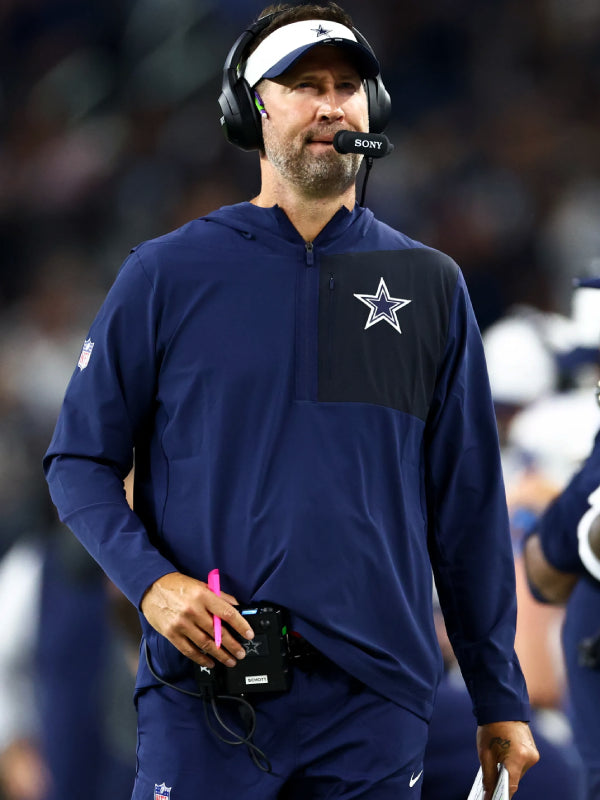 Brian Schottenheimer Dallas Cowboys Half Zip Hoodie Jacket Blue