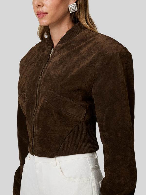 Brixen Cropped Adoore Jacket In Brown