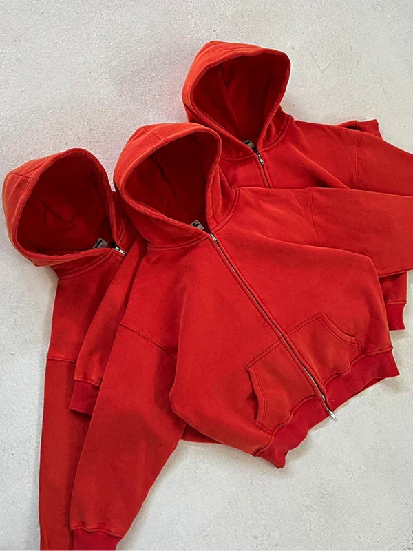 Broken Oslo Red Zip Hoodie