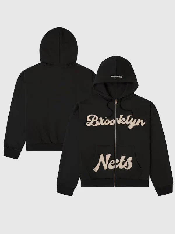 Brooklyn Nets bǝrō x Kid Super Black Full-Zip Hoodie