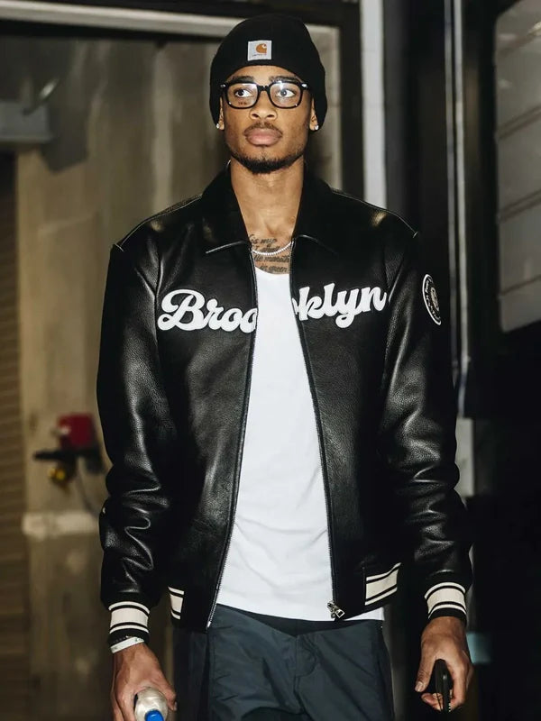 Brooklyn Nets bǝrō x Kid Super Leather Jacket Black