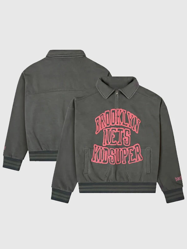 Brooklyn Nets bǝrō x Kid Super Quarter-Zip Bomber Sweatshirt