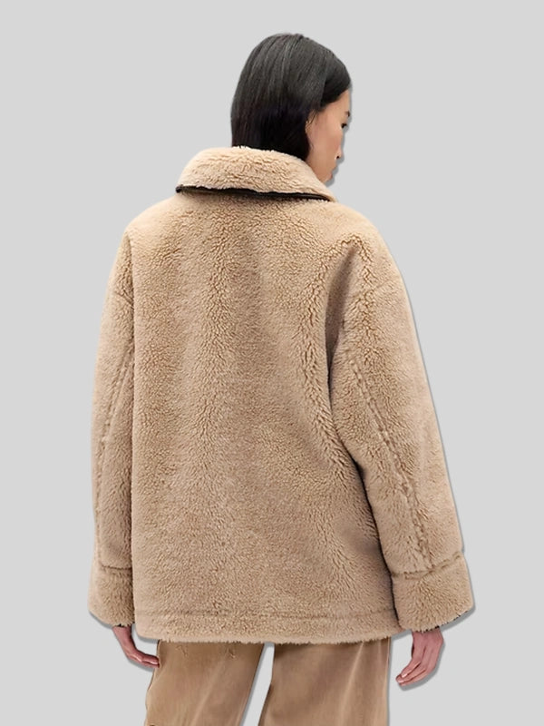 Brown Vegan Leather Faux Sherpa Sandy Liang Gap Reversible Jacket