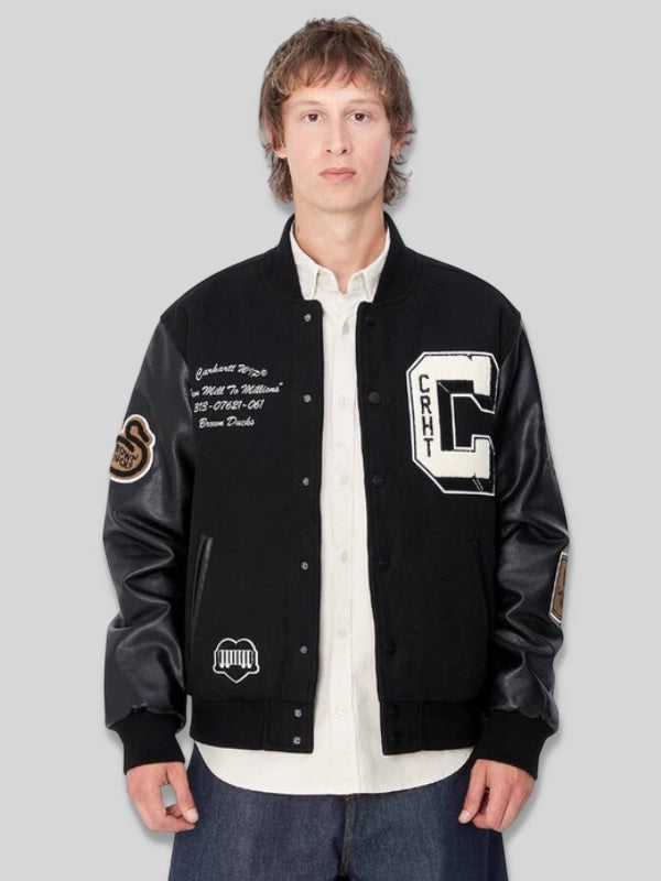 Brown Ducks Bomber Black Jacket