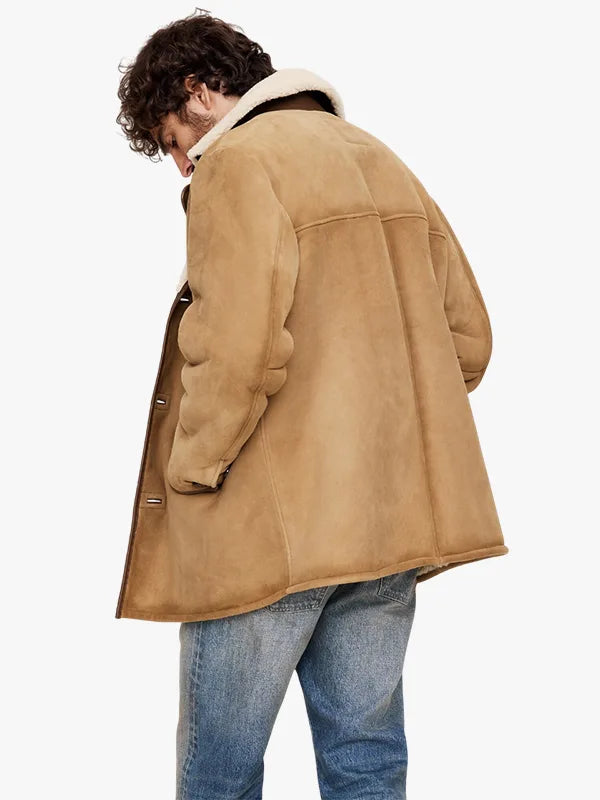 Brown Leather Banana Republic Shearling Rancher Jacket