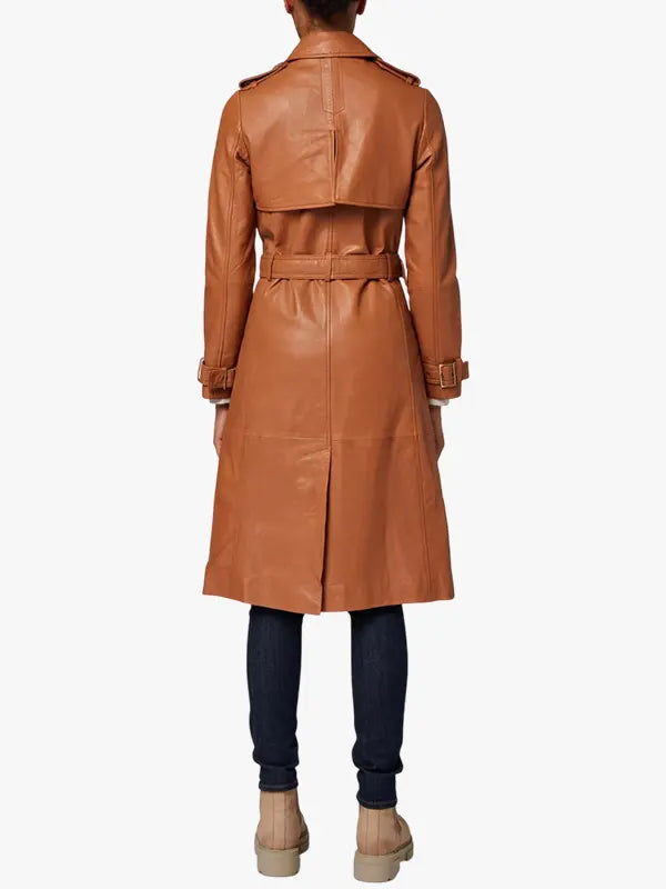 Brown Trench Coat With Belted 