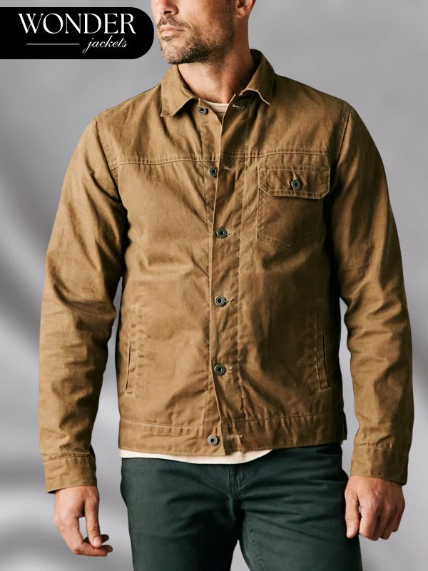 Brown Waxed Trucker Jacket Flint And Tinder