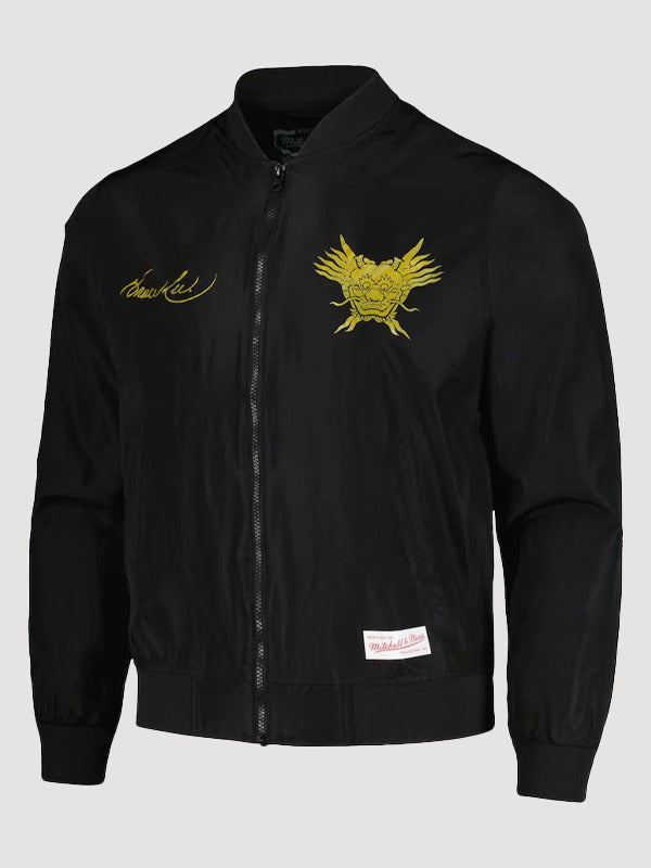 Bruce Lee Mitchell Ness Celebrating 50 Years Bomber Jacket Black