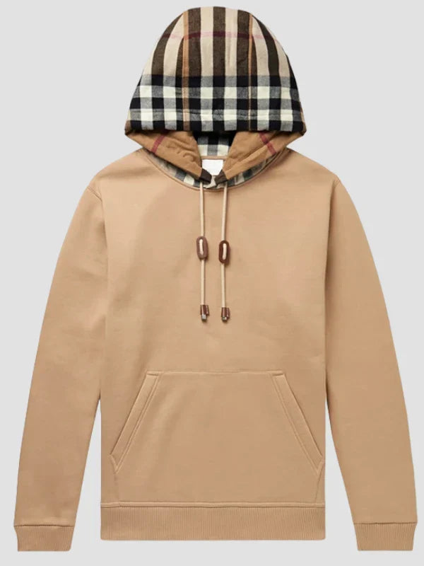 Burberry Beige Pullover Checked Hoodie