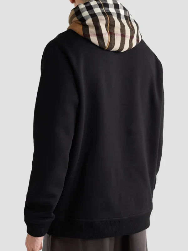 Burberry Pullover Checked Hoodie Black