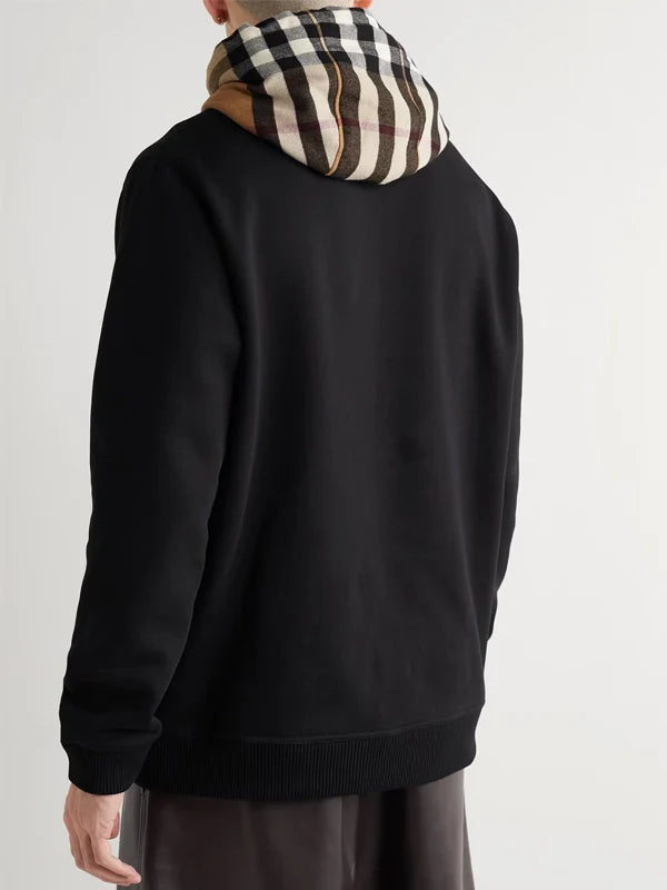 Burberry-Pullover-Checked-Hoodie-Black