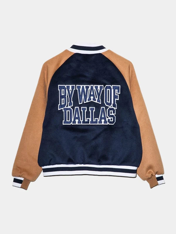 By Way of Dallas Cowboys Blue and Brown Letterman Jacket